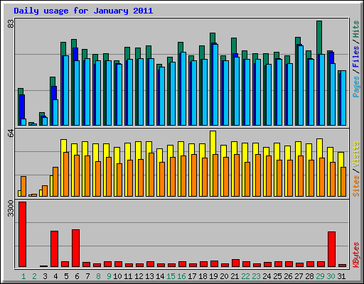 Daily usage for January 2011